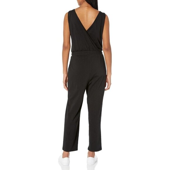 Calvin Klein Black Sleeveless Round Neck Surpliced Back Jumpsuit L - Picture 3 of 15